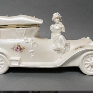 Vintage Berger Rolls Royce W/ Woman Sitting On Hood Trinket Box